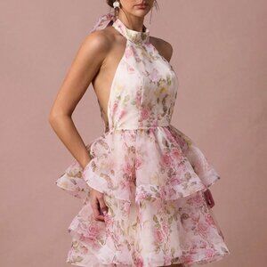 White Boho Women's Romantic Rose Print Dress